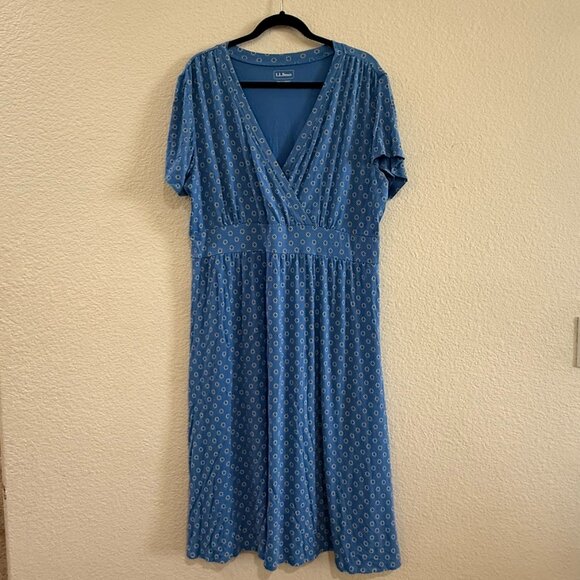 LL Bean Blue and White Floral Dress - Picture 2 of 5